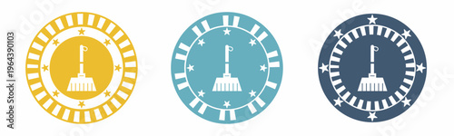 Broom icon. Broom illustration label design. Design for business. Vector illustration.