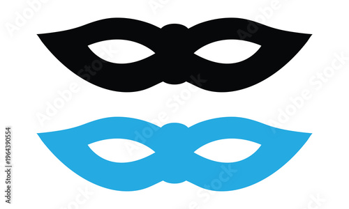 Mask superhero carnival villain  vector icon set. Black masquerade costume eye mask silhouette hidden person face. Simple design incognito party masque shape template illustration. EPS 10 .