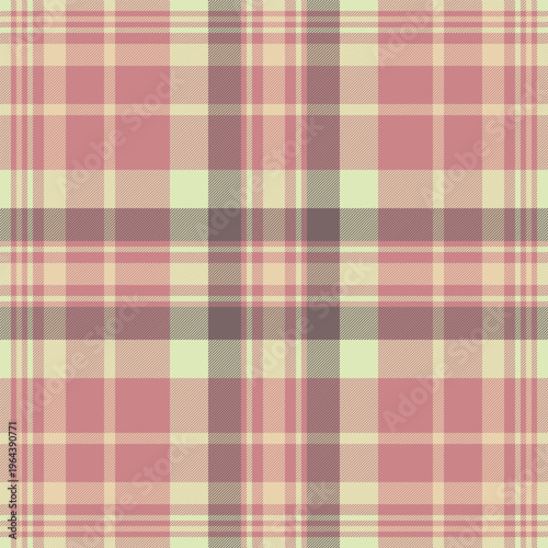 Gorgeous fabric texture check, sixties pattern textile seamless. Mexican plaid tartan vector background in light and red colors.