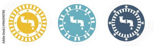 Water pipe icon. Water pipe illustration label design. Design for business. Vector illustration.