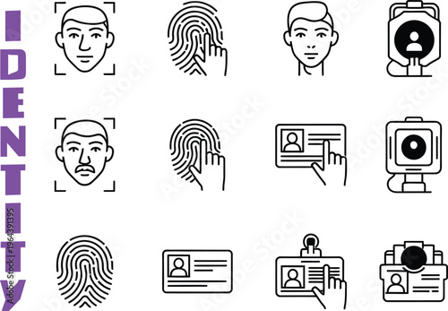 Digital identity and personal data security icons