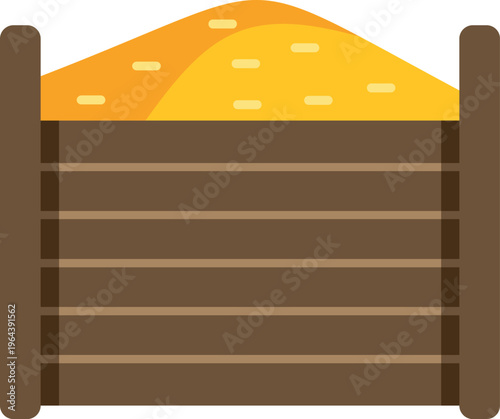 Wooden box full of rich compost, useful for gardening and organic farming