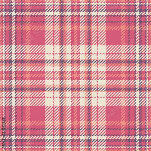 Wrapping pattern fabric textile, vintage seamless plaid background. Poster check tartan texture vector in red and light colors.