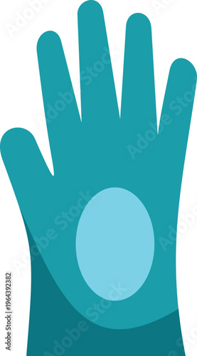 Blue cleaning glove protecting a hand, useful for housework and hygiene