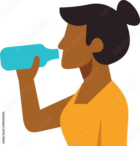 Woman drinking from a bottle, staying hydrated and refreshed