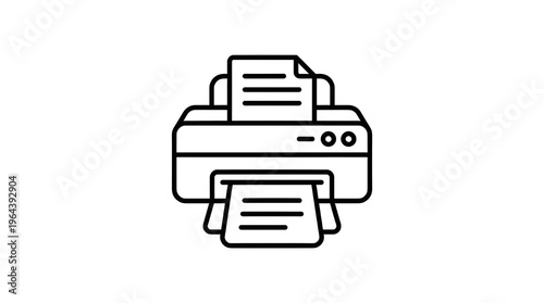 Line style illustration of an office printer used for document printing