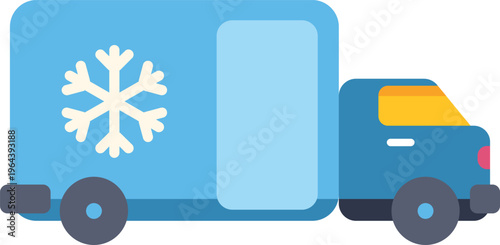 Refrigerator truck transporting temperature sensitive goods, symbolizing cold chain delivery and logistics