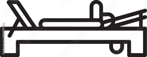 Simple line icon of a gurney or stretcher for medical use