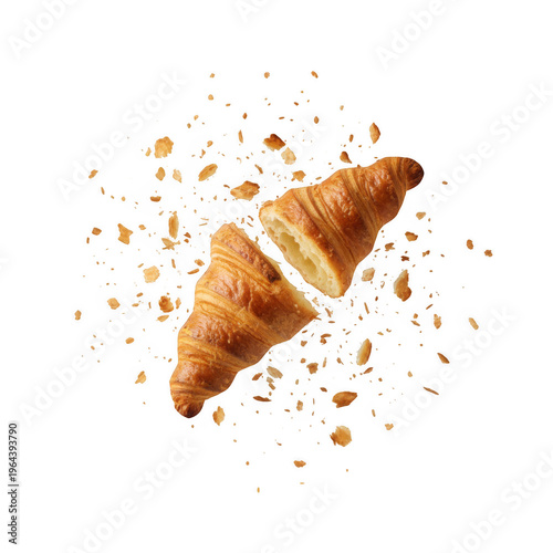 Freshly Baked Croissants with Flaky Pastry and Crumb Texture