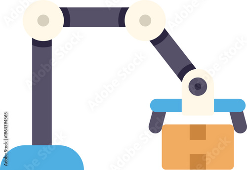 Robotic arm picking up a delivery package in an automated logistics factory