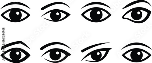 Eight Black and White Eye Icons with Varied Styles edf0664d14