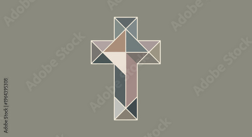 geometric cross symbol with triangles in modern flat design for christian faith and spirituality branding