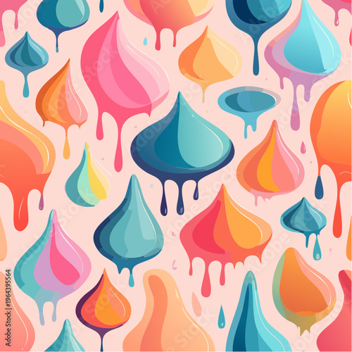 Colorful paint droplets falling down.