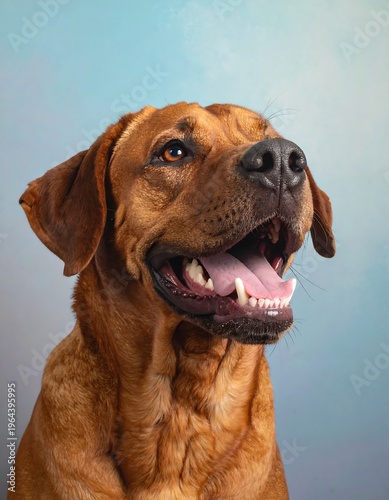 Portrait of a Happy Rhodesian Ridgeback Dog with Open Mouth.