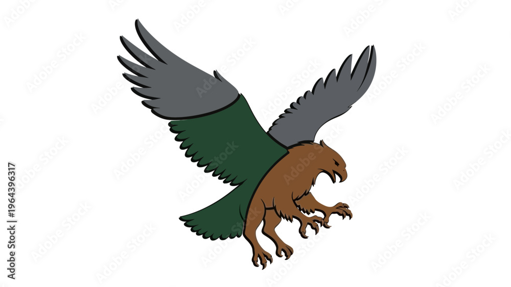 Fototapeta premium Black silhouette illustration of a bald eagle in flight with spread wings featuring a wild nature design symbol of freedom.