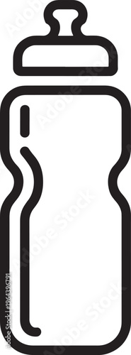 Simple line art illustration of a spray bottle with cap on transparent background