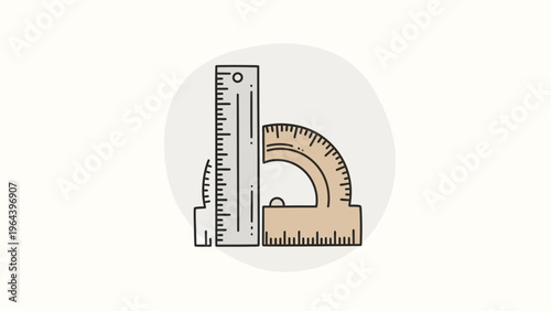 A vector illustration of a measuring scale and D scale and an old clock measuring business finance and currency wealth with cash dollar bills.