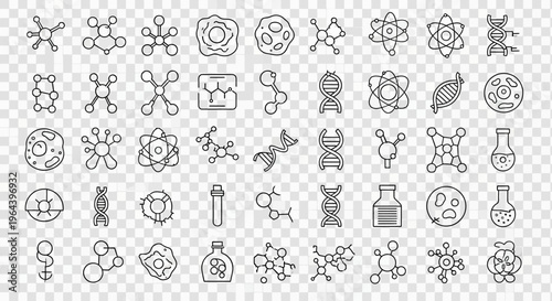 Black and white science icons set.