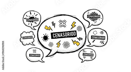 Black and white speech bubble icons.