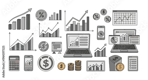 Business Finance Economy Graphs Charts.