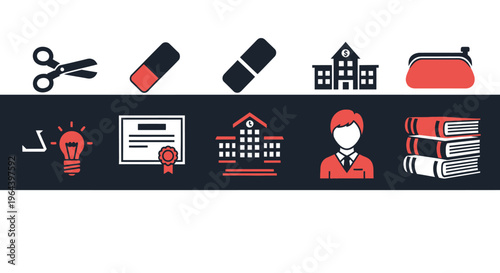 Businessman with books and office supplies.