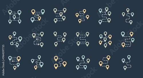 Collection of location map icons.