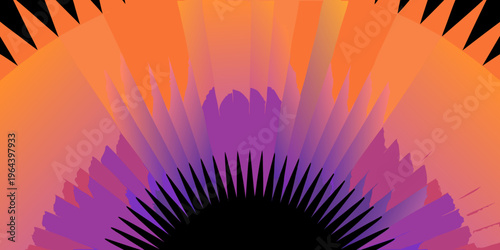 Abstract burst of vibrant colors radiating from a dark central point