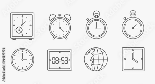 Collection of various clock icons.
