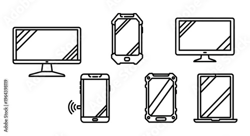 Collection of various electronic device icons.