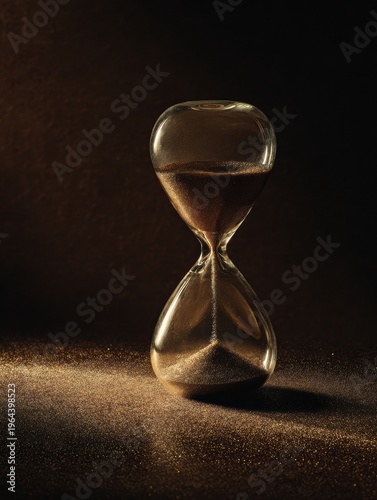 Hourglass With Sand Running on Dark Surface Highlights Urgency in Legal Matters and the Concept of Time