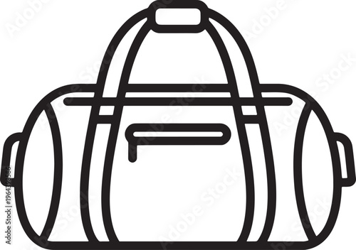 Simple line art illustration of a duffel gym bag