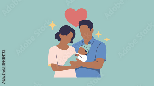 Parents newborn baby love family