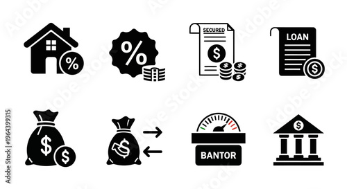 Financial icons for business and loan.