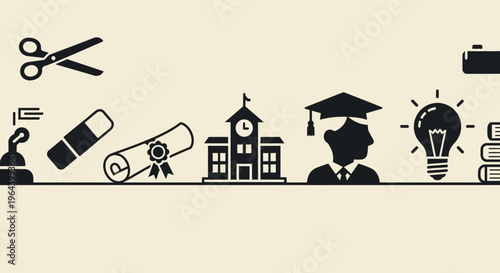 Graduate Education Icon Silhouette Profile.