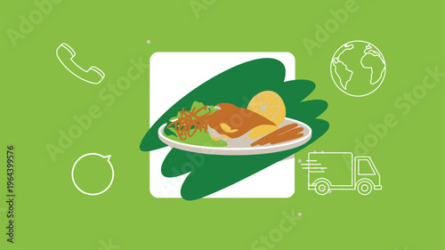 Restaurant meal delivery online order concept