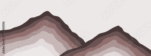 Layered mountain. Gradient sedimentary rock landscape