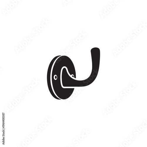Simple black coat hook icon minimalist vector illustration for home organization and interior design isolated on white background