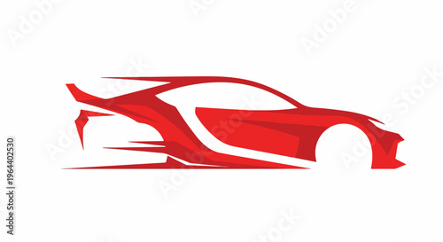 Dynamic red sports car logo design, sleek and modern illustration representing speed, power, and automotive excellence, perfect for branding and racing themes.