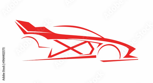 Sleek red sports car silhouette logo, a modern abstract design symbolizing speed, power, and automotive performance for branding and vehicle concepts.