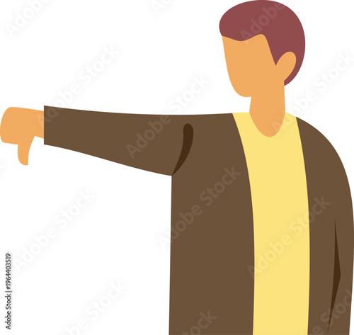 Man showing thumbs down gesture indicating rejection, dislike, or negative feedback