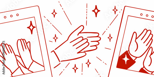 Applause and positive feedback shown through hand gestures and screen displays