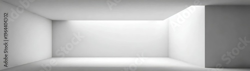 Minimalist white room with soft lighting