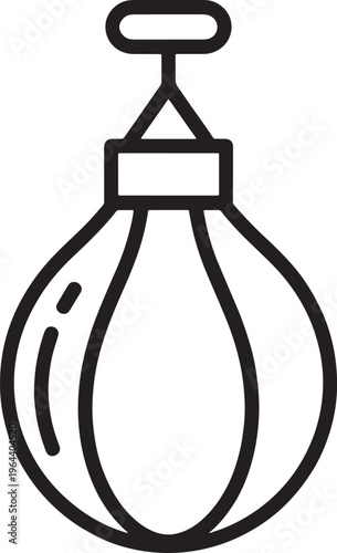 Punching bag hanging from a rope for boxing training equipment