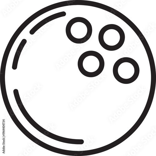 Simple bowling ball icon with three holes for fingers