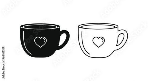 Heart coffee cups Vector