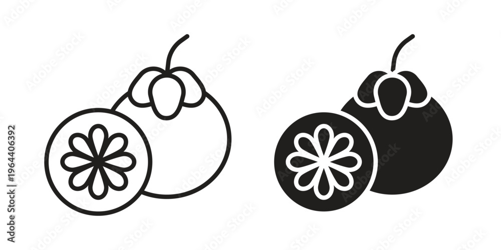 Obraz premium Mangosteen icons vector design template simple and clean