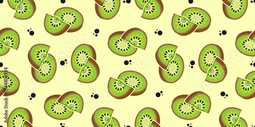 seamless pattern of kiwi fruit vector background illustration. kiwi fruit icon illustration