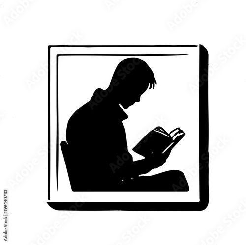 silhouette of  man is reading a book vector