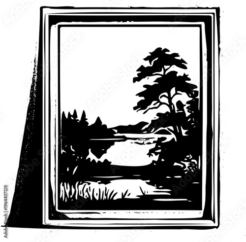 vintage photo frame with palm trees vector