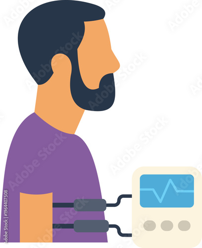Man connected to a lie detector measuring physiological responses during an interrogation